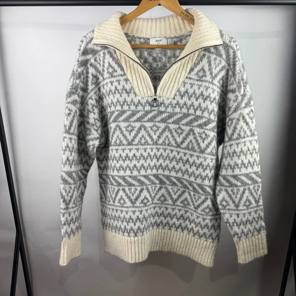 Aerie Fair Isle Half-Zip Sweater Size XS - Picture 2 of 7